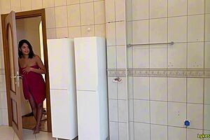 Skinny teen gets humiliated with a facial while showering