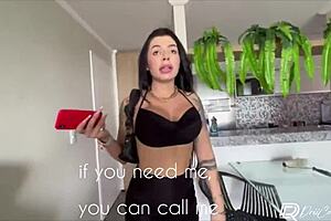 Hot brunette seduces painter and fucks in his apartment