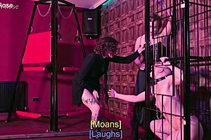 A woman with no hair gets tied up and has her feet worshipped in a BDSM scene