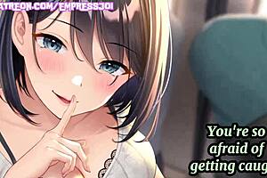 Femdom public humiliation: A hentai joi experience with a risky train ride