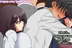 Femdom public humiliation: A hentai joi experience with a risky train ride