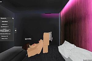My girlfriend gives me a footjob in the popular online game Roblox