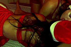 Amateur Christmas party BDSM action with a submissive Latina