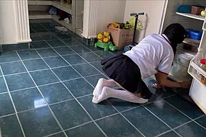 Daddy's girl gets pitted by her stepdad after class