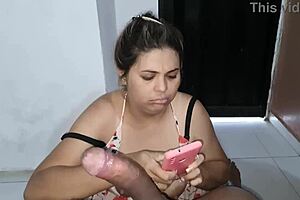 My girlfriend in a dress gives me a classy blowjob