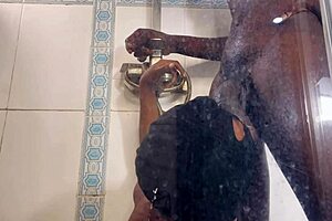 Big black cock fucking lover on her knees deepthroat