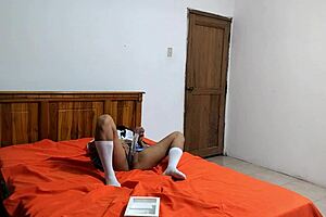 Young cousin's solo masturbation session in uniform is hot