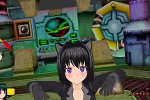 Yukari Katsubari in a sexy strip tease dance in a boss fight scene
