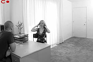 Tiny blonde Kendi takes a huge white cock