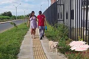 Pregnant woman seduces neighbor for intense outdoor fun