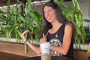 Man cum walked on coffee in strange woman’s mouth
