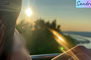 Softcore Hungarian beauty enjoys outdoor nipple play