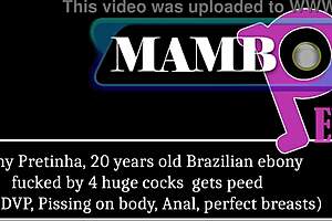 Stunning Brazilian Jenny Pretinha gets p3ed by multiple studs