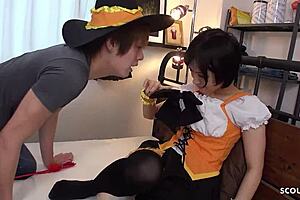 Small Japanese girl talks about first time, transformed