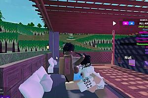 Two bunnies share a big black cock in their holes in intense threesome action