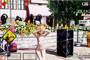 Rin Kagamine dancing naked on the bed, a sensual MMD scene