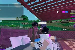 Two bunnies share a big black cock in their holes in intense threesome action