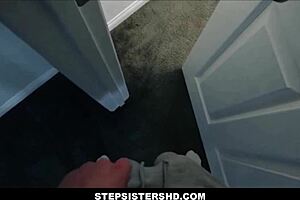 Stepsister gets dressed, stepbrother convinces her to play