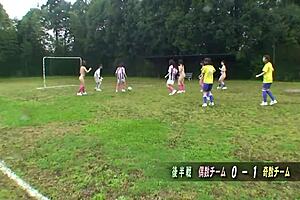 Naked Asian girls playing football for the sake of a song