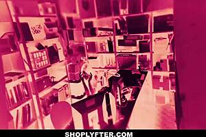 Blackmailed teen Alex Harper gets naked in shop