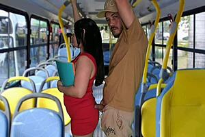 Student gets fucked inside the bus in public