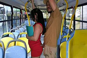 Student gets fucked inside the bus in public