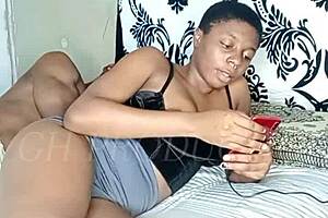 African teen with perfect tits handles monstrous BBC