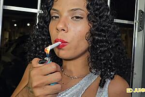 Beautiful Brazilian babe gets pounded and facialized