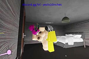 A slut is getting fucked in the game roblox