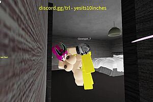 A slut is getting fucked in the game roblox