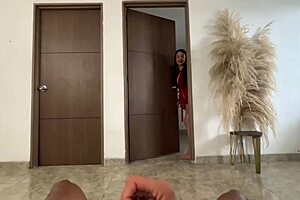 A young mature woman watches me while I masturbate
