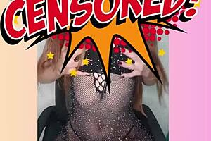 Redhead beauty in lingerie, teasing with sexy solo