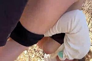 A couple got caught fucking in the forest by a passer-by