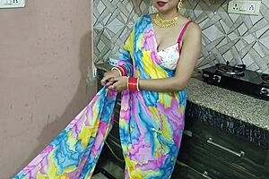 Indian bhabhi greeted with warm, enticing homemade dinner