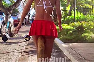 Horny babe with a pink butt plug gets naughty in public, inspired by Babes’ sensual content