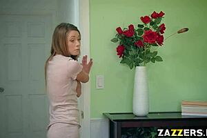 Kirsten Lee is grabbed by Keiran Lee and blown by him while he swallows his huge load