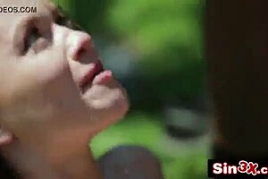 Wild blowbang back on Misha, gets her throat stretched