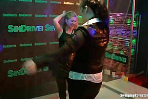 Pornstars softcore group sex in a nightclub